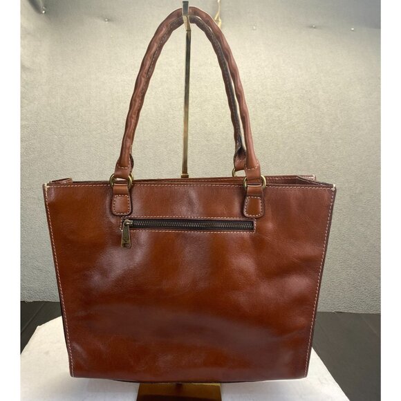 Patricia Nash Zancona Tote Brown Leather Shoulder Bag Studded Double Handle - Picture 2 of 15